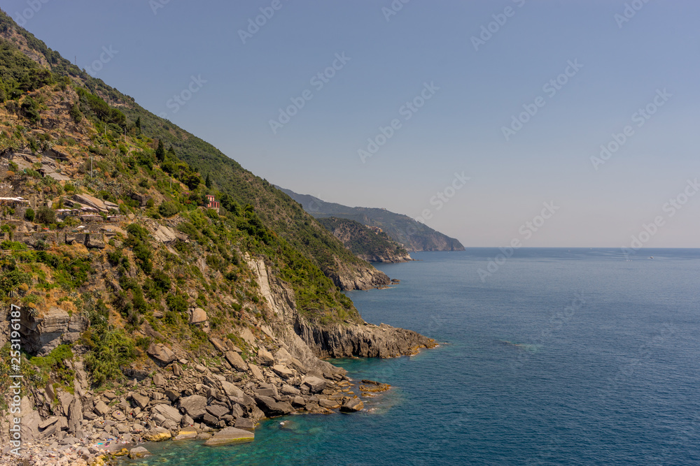 Italy, Cinque Terre, Vernazza, Vernazza, SCENIC VIEW OF SEA AGAINST CLEAR SKY