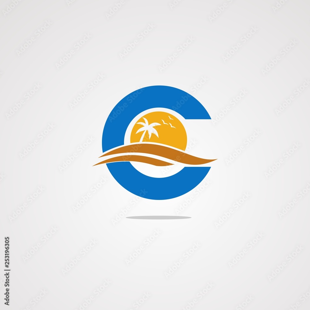 letter c beach logo vector concept, icon, element, and template for company letter c beach logo vector concept, icon, element, and template for company