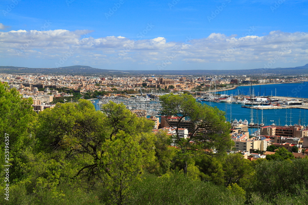 Aerial view of Palma de Mallorca in Majorca, Balearic Islands, Spain