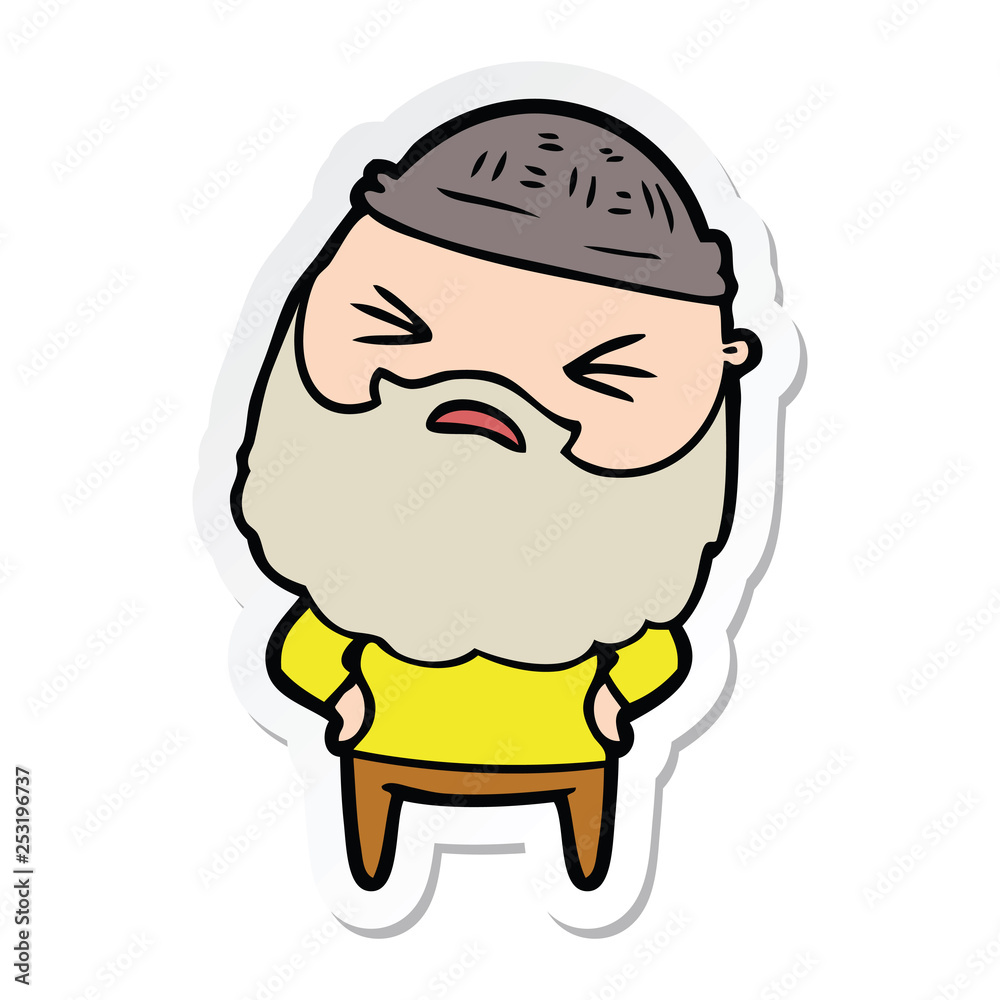 sticker of a cartoon man with beard