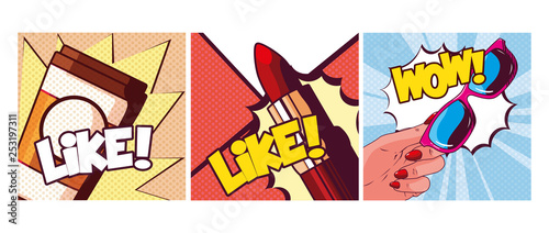 set icons pop art style