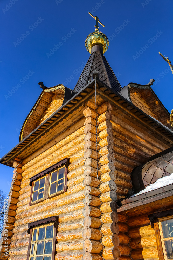 Wooden Orthodox chapel close. Maloyaroslavets, Russia Wooden Orthodox chapel close. Maloyaroslavets, Russia