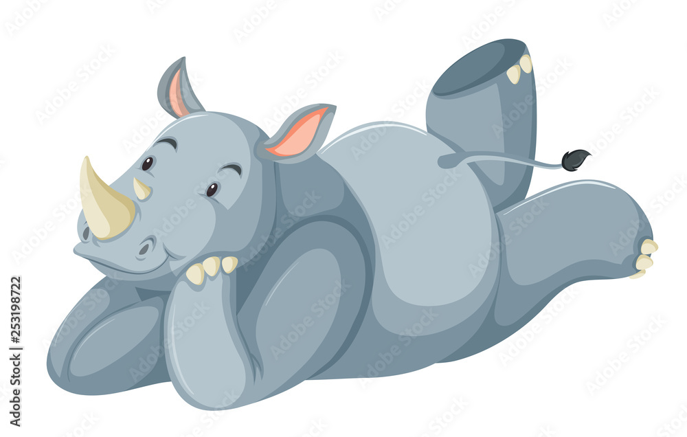 A rhinoceros character on white background A rhinoceros character on white background
