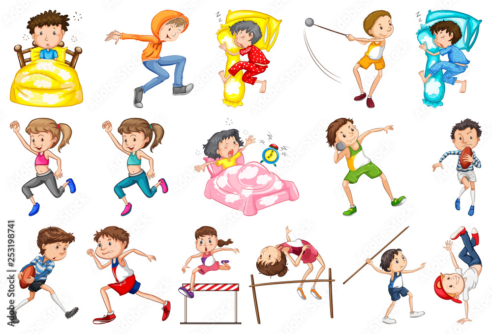 Fototapeta premium Set of daily activity kids
