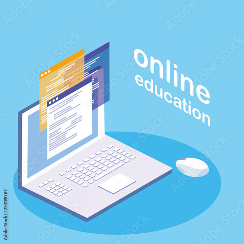 online education with laptop