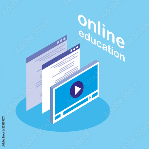 online education with media player display