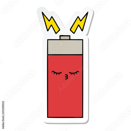 sticker of a cute cartoon battery