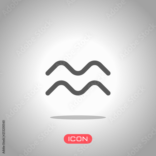Astrological sign. Aquarius simple icon. Icon under spotlight. Gray background