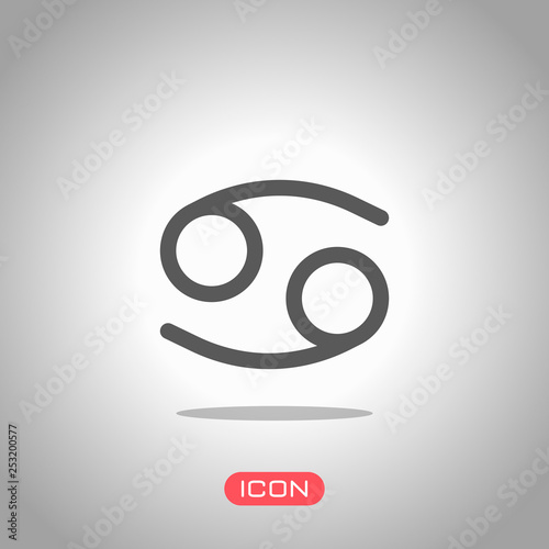 Astrological sign. Cancer simple icon. Icon under spotlight. Gray background