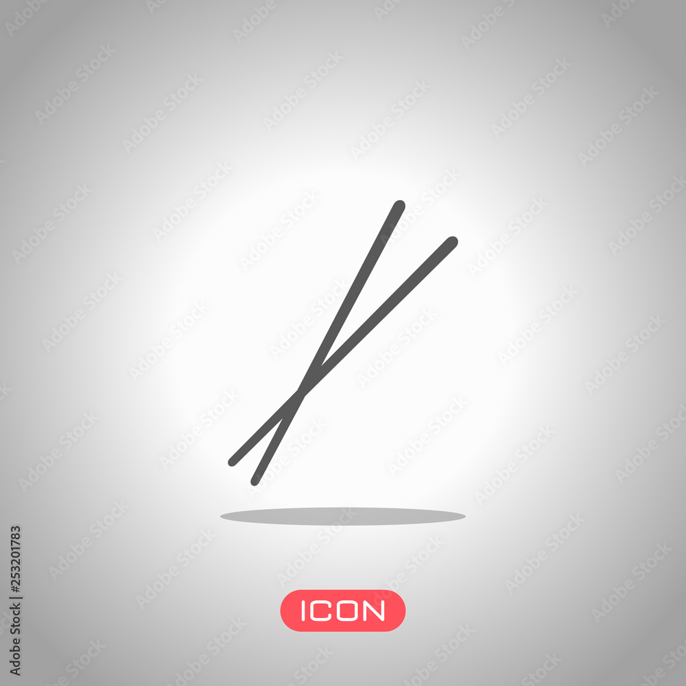 Couple chopsticks. Asian kitchen tools. Icon under spotlight. Gray background Couple chopsticks. Asian kitchen tools. Icon under spotlight. Gray background
