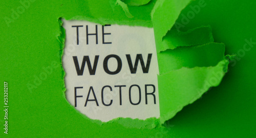 Torn paper with text The wow factor. Motivational concept