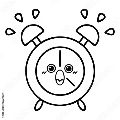 line drawing cartoon alarm clock