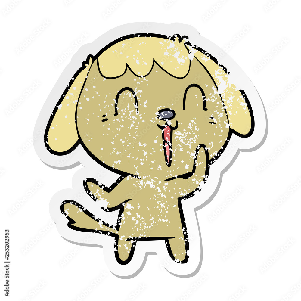 Obraz premium distressed sticker of a cute cartoon dog