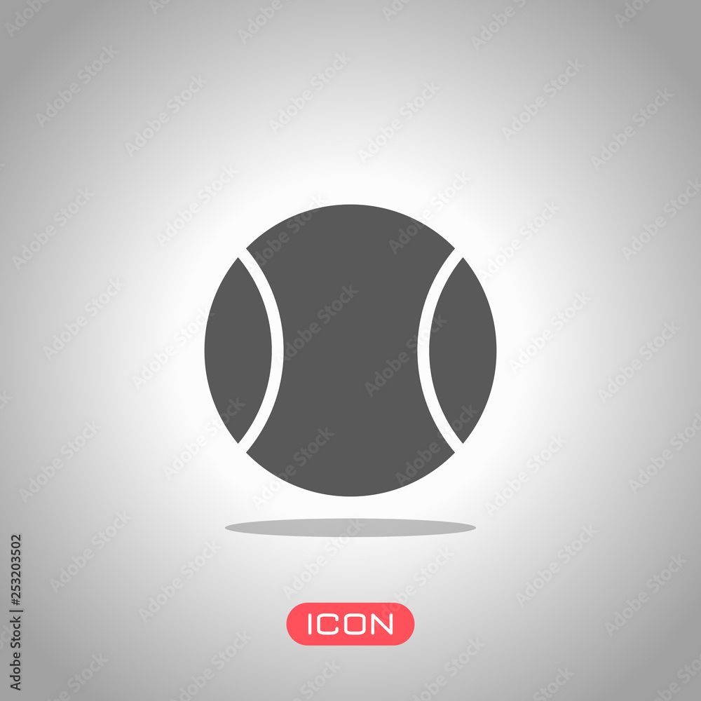 Tennis ball, sport game, simple icon. Icon under spotlight. Gray background Tennis ball, sport game, simple icon. Icon under spotlight. Gray background
