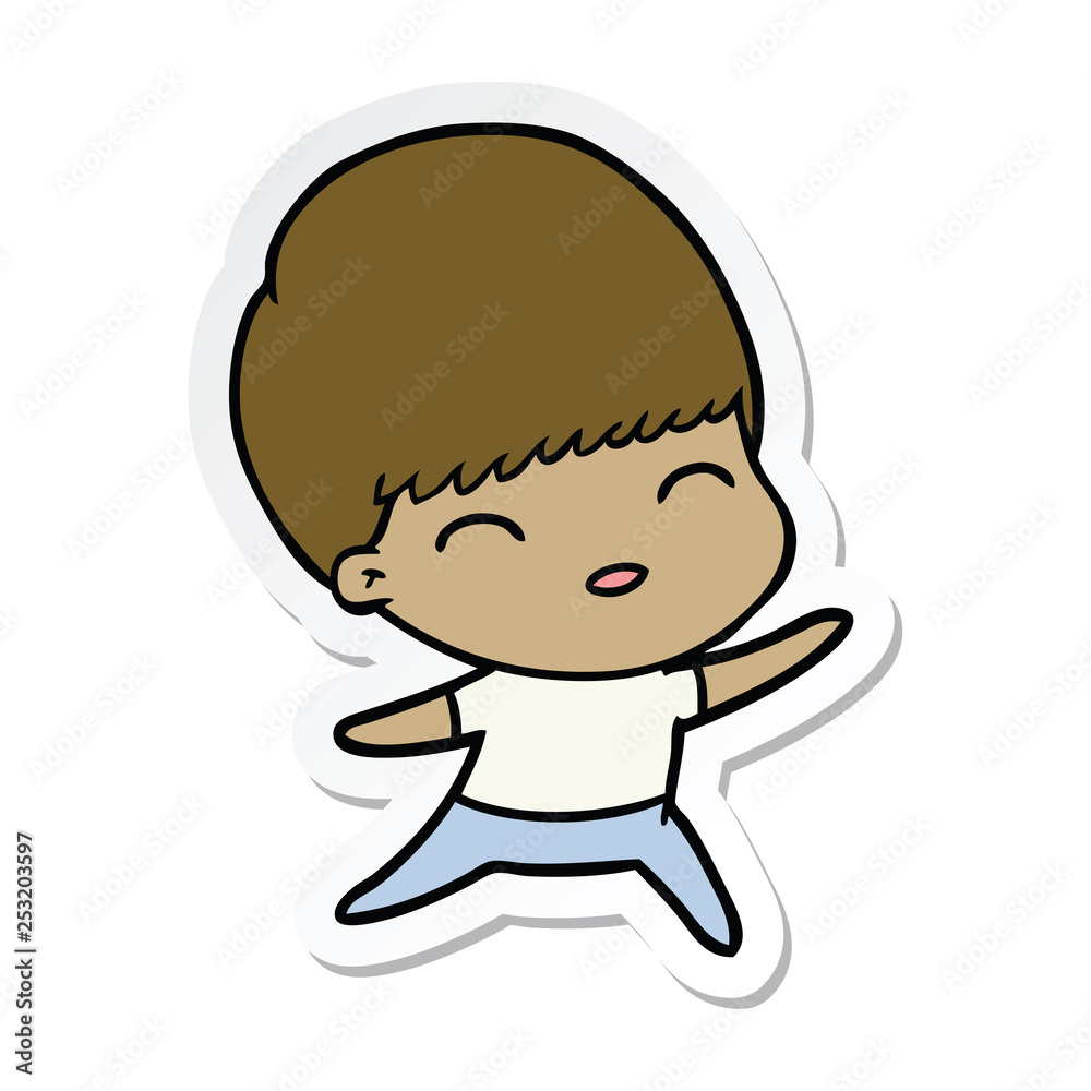 sticker of a happy cartoon boy sticker of a happy cartoon boy