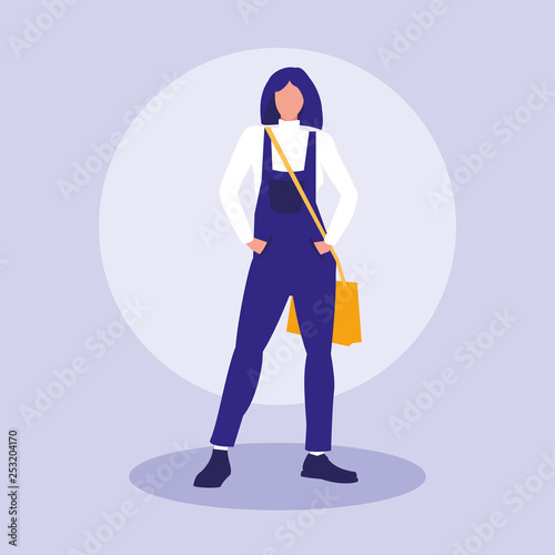 beautiful woman modeling with handbag