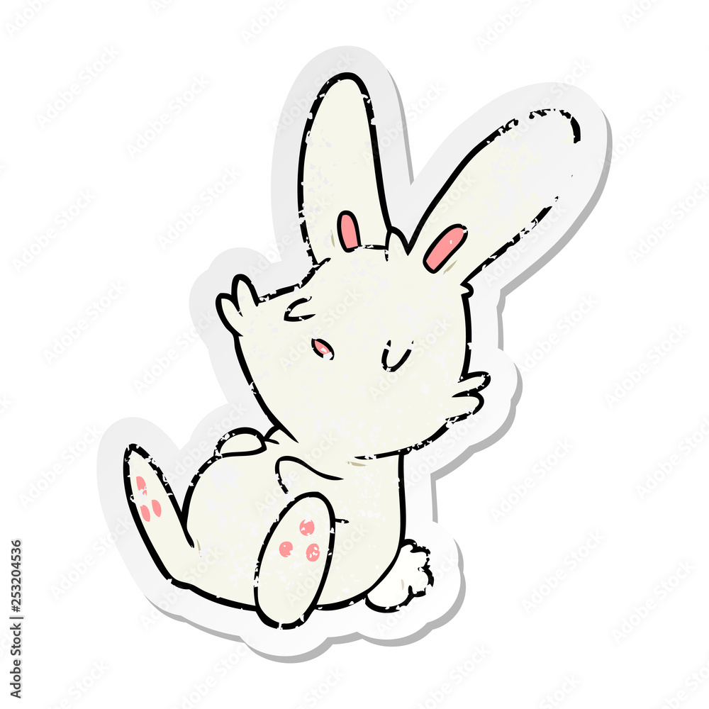 distressed sticker of a cartoon rabbit sleeping distressed sticker of a cartoon rabbit sleeping