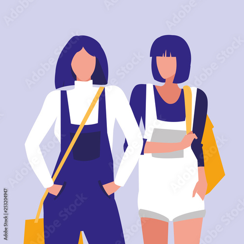beautiful girls modeling with handbag