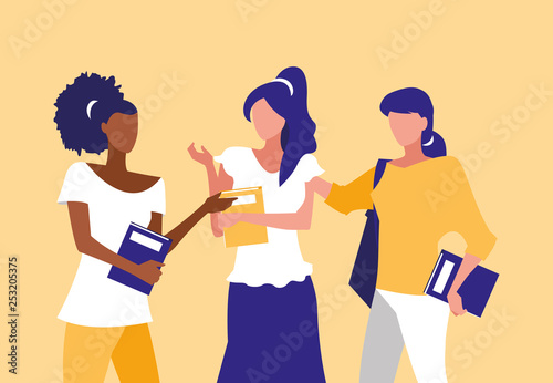 beautiful interracial girls modeling with notebooks