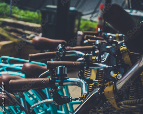 Blue bicycle's at the cafe