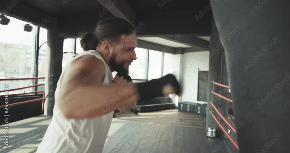 Man boxer training for a hard fight Man boxer training for a hard fight