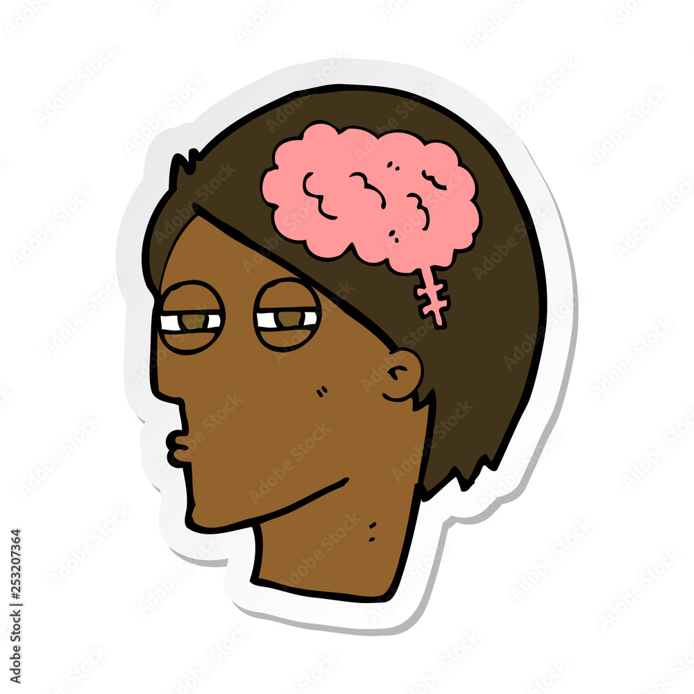 sticker of a cartoon man thinking carefully sticker of a cartoon man thinking carefully