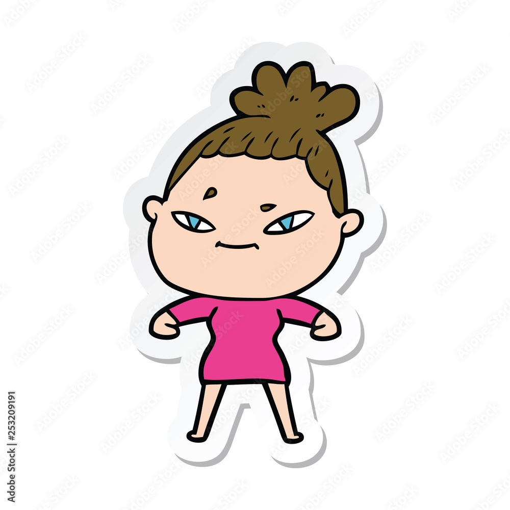 sticker of a cartoon woman