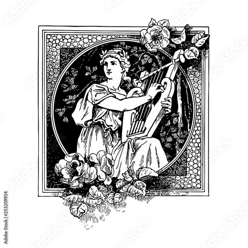 Ancient Greek playing harp