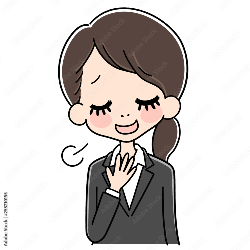 リクルートスーツで安心する女性のイラスト Stock Vector Adobe Stock