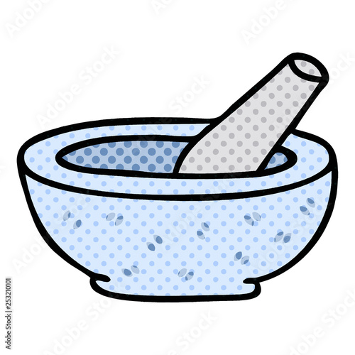 quirky comic book style cartoon pestle and mortar