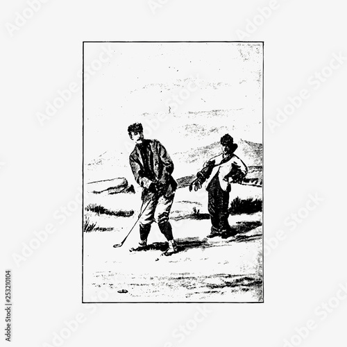 Vintage golfers playing golf