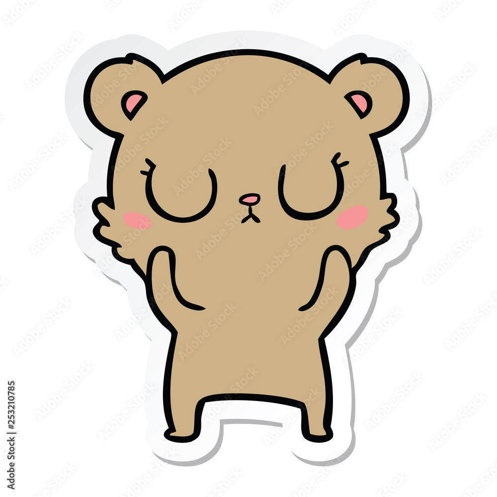sticker of a peaceful cartoon bear sticker of a peaceful cartoon bear