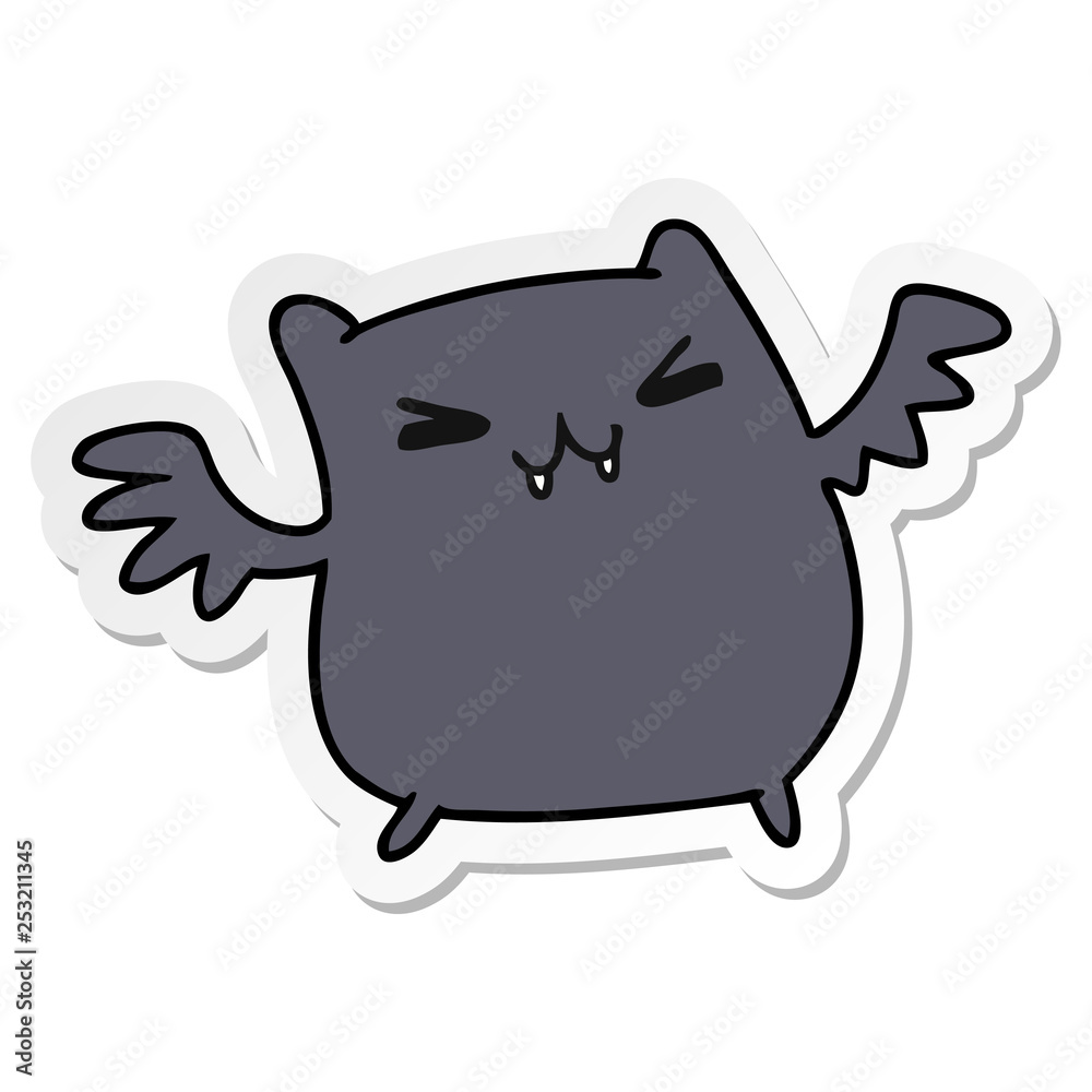 sticker cartoon of a kawaii cute bat sticker cartoon of a kawaii cute bat