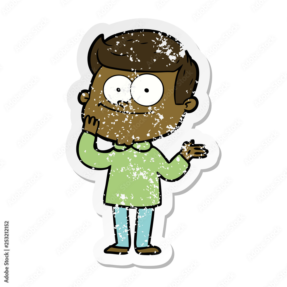 distressed sticker of a cartoon happy man distressed sticker of a cartoon happy man