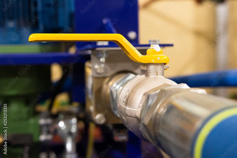 Crane on the pipe. Valve on the fuel pump. Crane on the pipe. Valve on the fuel pump.