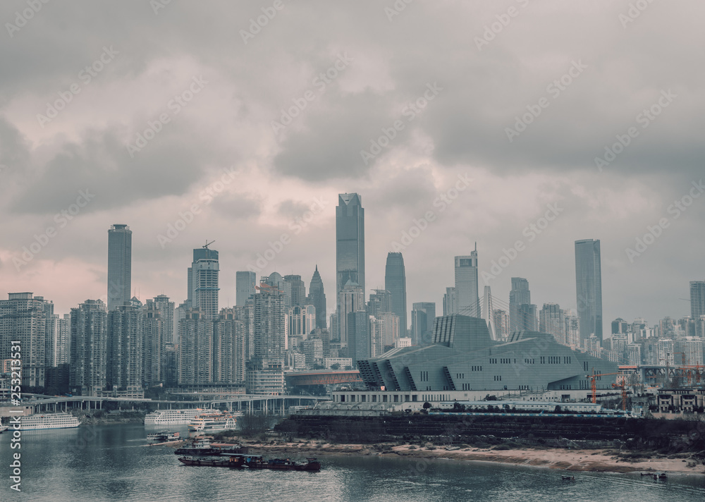 skyline at dusk