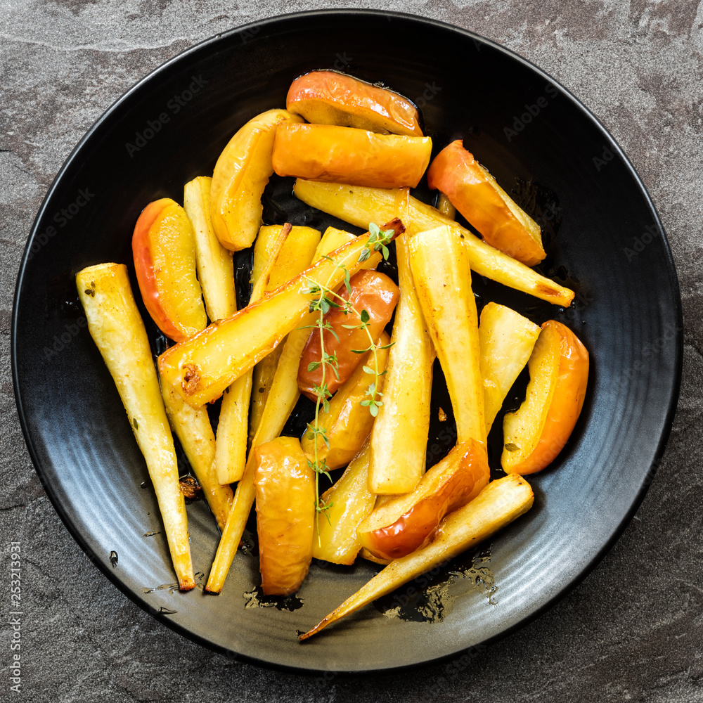 Roasted Parsnips with Apple and Thyme
