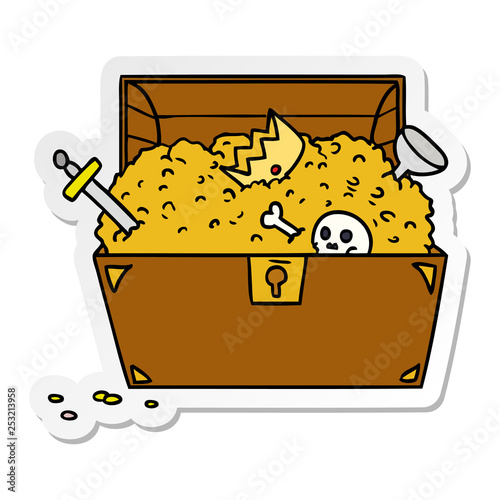 sticker cartoon doodle of a treasure chest