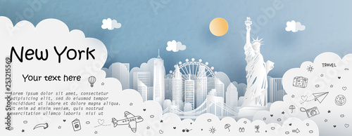Photography Tour and travel advertising template with travel to New York City, America with