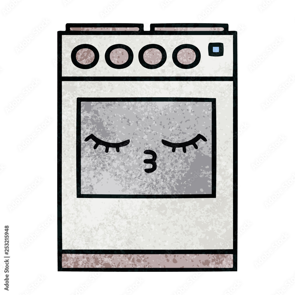 Fototapeta premium retro grunge texture cartoon kitchen oven