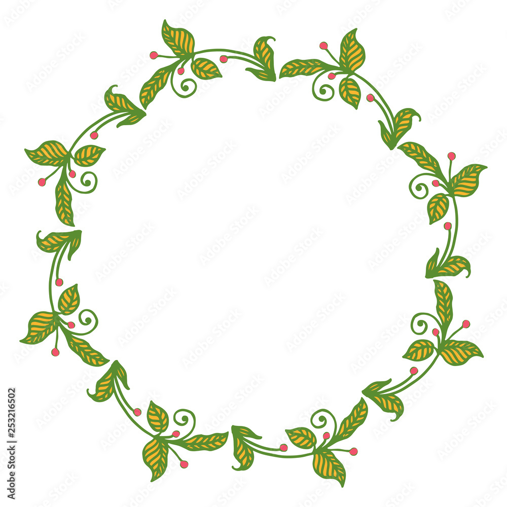 Naklejka premium Vector illustration design artwork green leaf red flower frames hand drawn