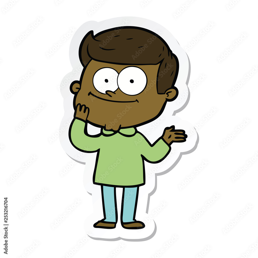 sticker of a cartoon happy man sticker of a cartoon happy man