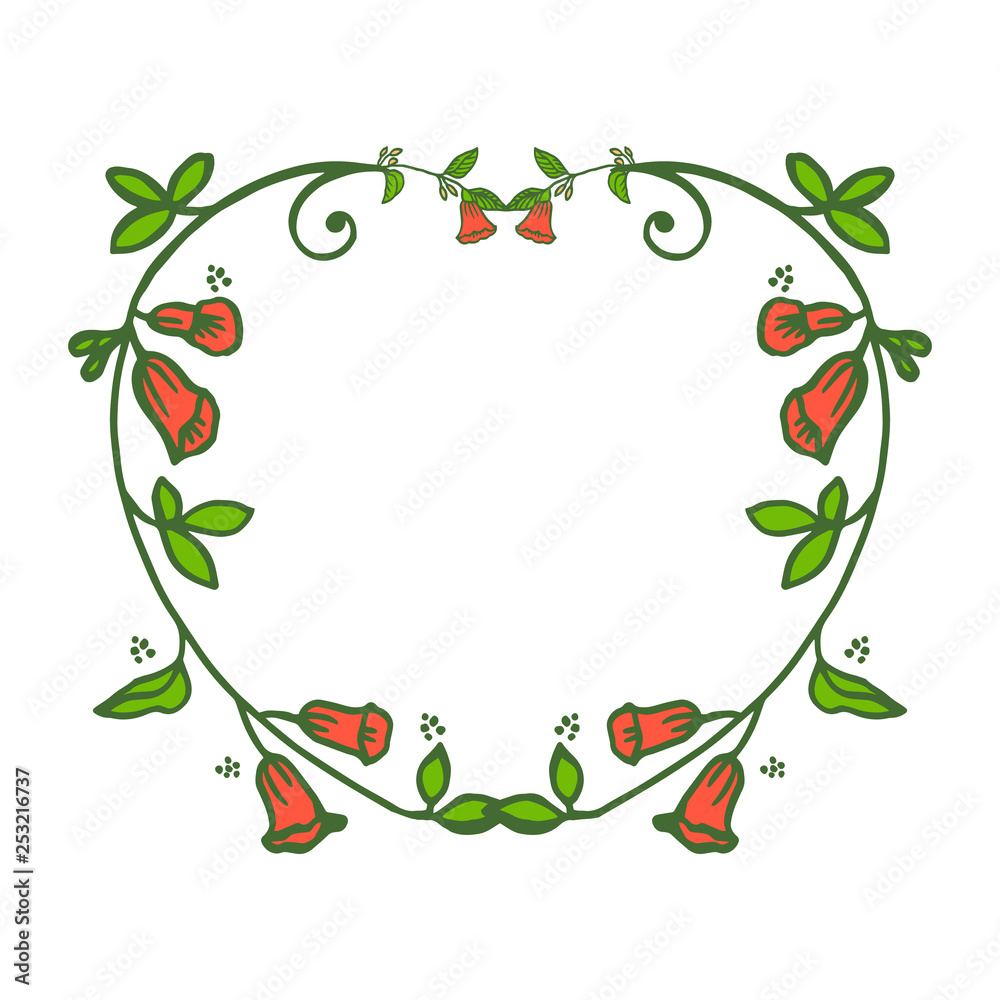 Fototapeta premium Vector illustration pattern art red flower frame for invitation card hand drawn