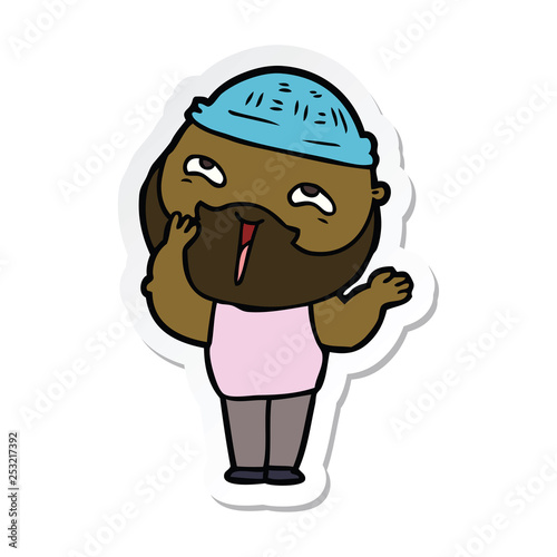 sticker of a cartoon happy bearded man