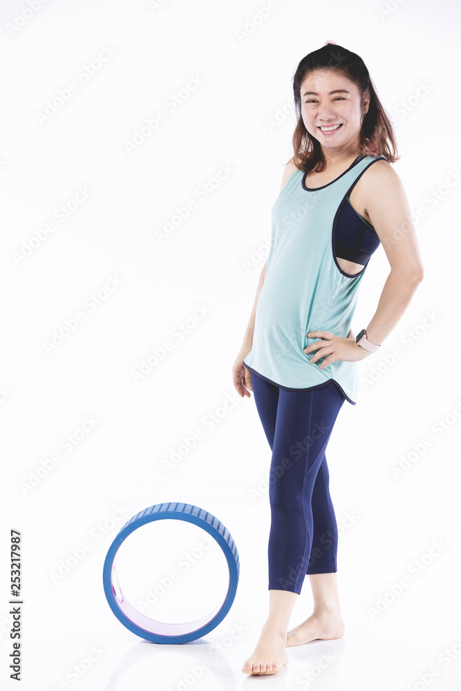 Woman is making yoga isolated over white background Woman is making yoga isolated over white background