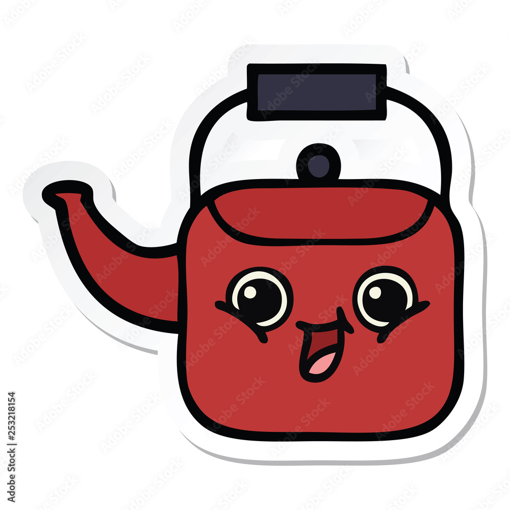 sticker of a cute cartoon kettle sticker of a cute cartoon kettle