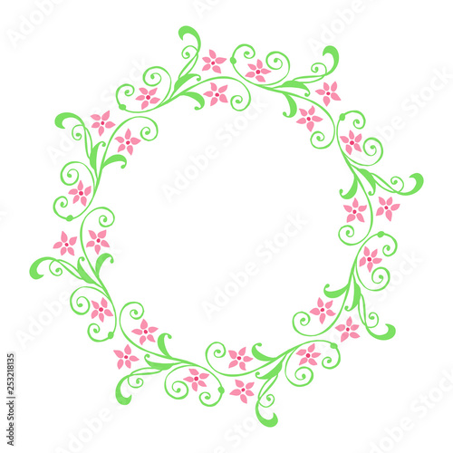 Vector illustration frames flowers leaf green round hand drawn © StockFloral