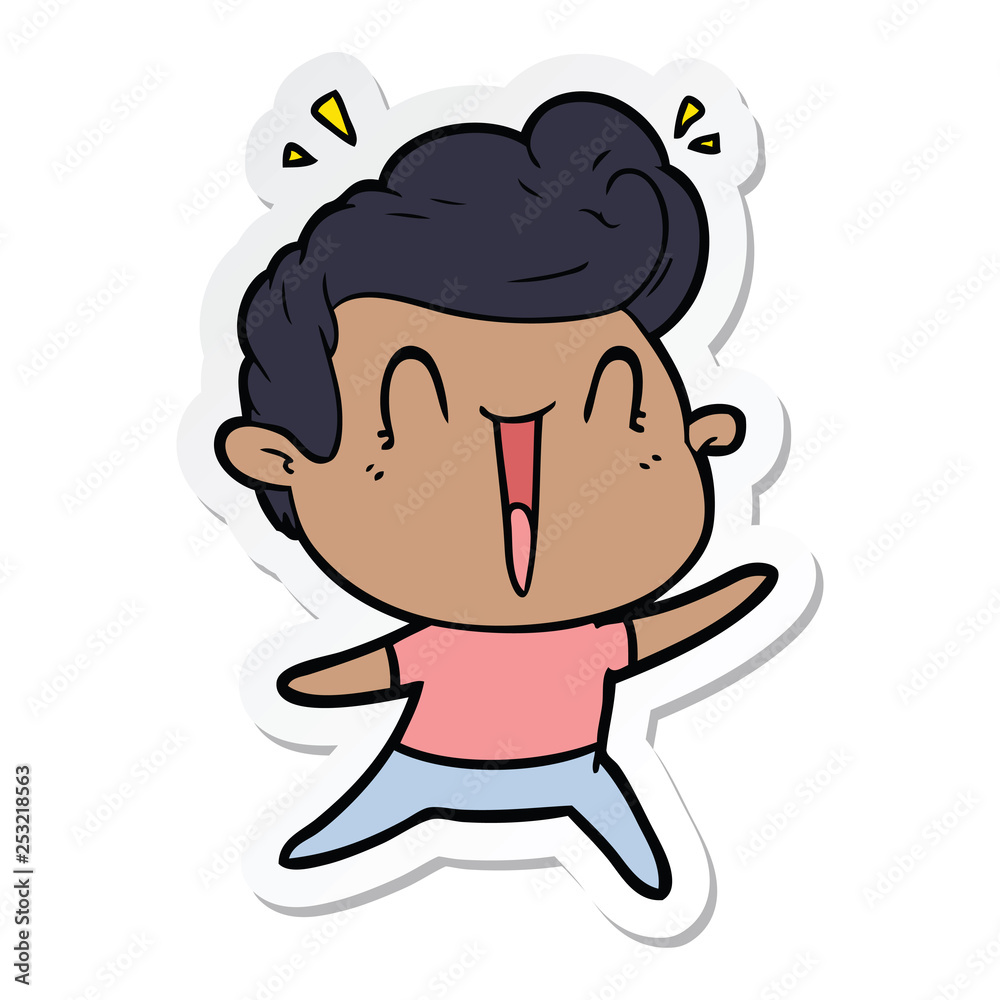 sticker of a cartoon excited man