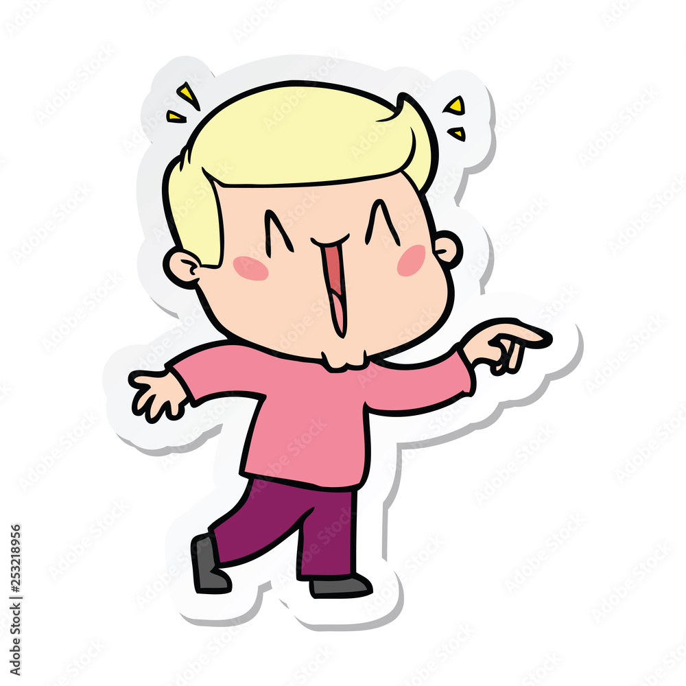 sticker of a cartoon excited man