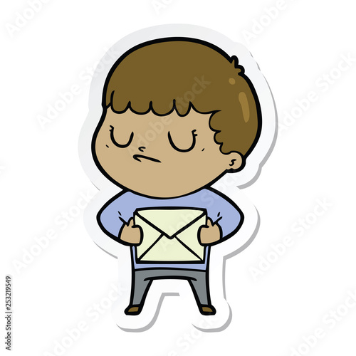 sticker of a cartoon grumpy boy